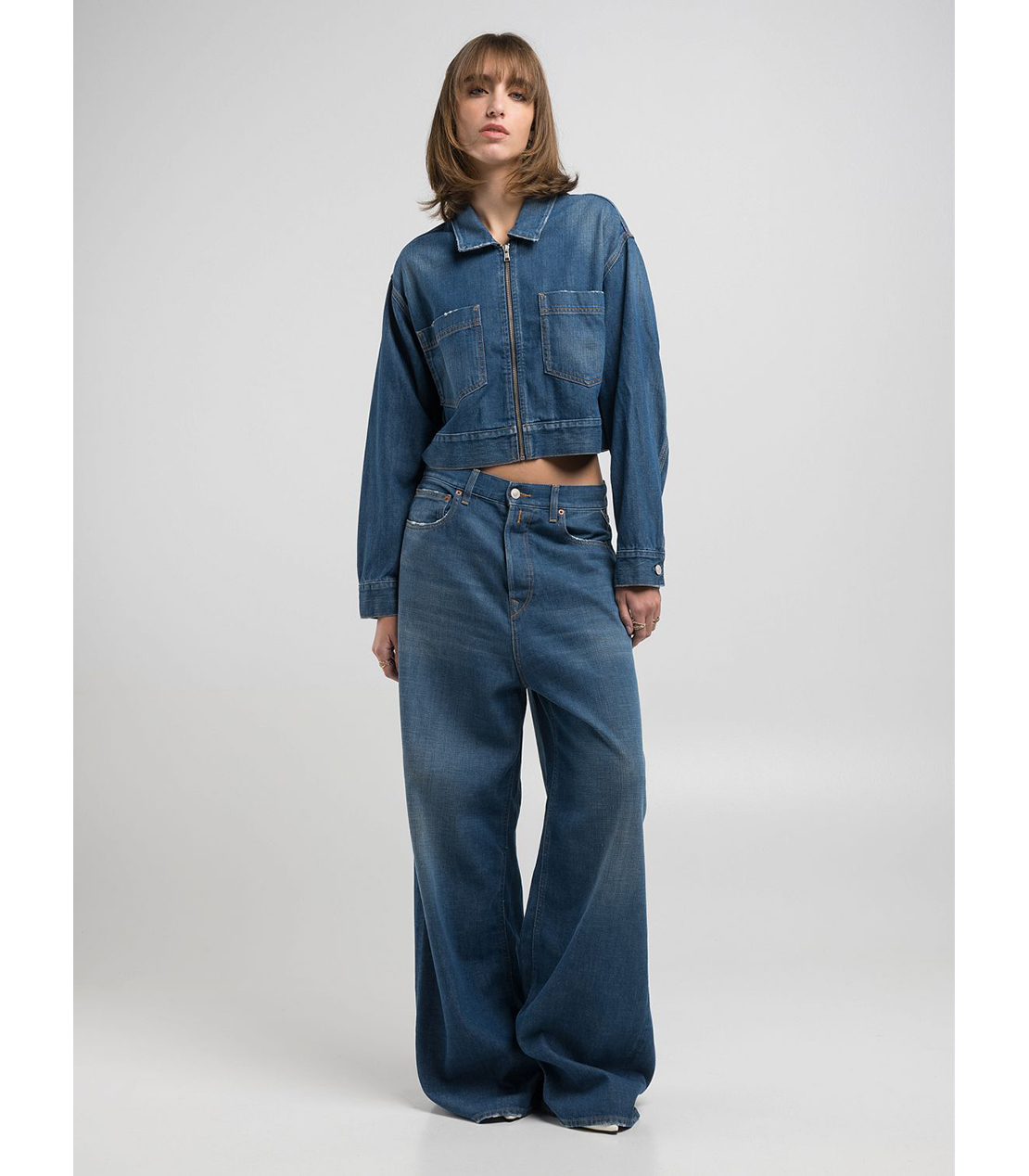 リサイクルクロップドデニムジャケット 詳細画像 ブルー 4